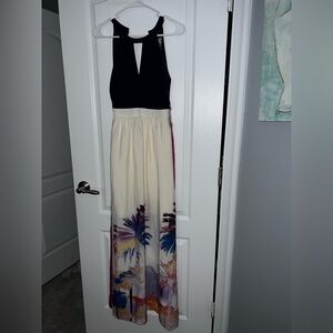Vince Camuto Navy and Cream Dress with Pink Accent
